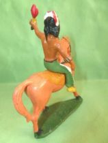 Starlux - Indiens - Série Ordinaire 53 - Cavalier Torche (vert) cheval orange au pas (réf 439)