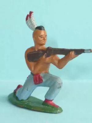 Starlux - Indiens - S�rie Ordinaire 57 - Pi�ton Tireur Fusil genoux (bleu) (r�f 142)