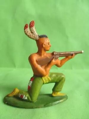Starlux - Indiens - S�rie Ordinaire 57 - Pi�ton Tireur Fusil genoux (vert) (r�f 142)
