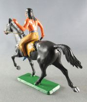 Starlux - Indiens - Série Ordinaire 65 - Cavalier Hache à la main (ocre) cheval brun noir trot (réf 424)