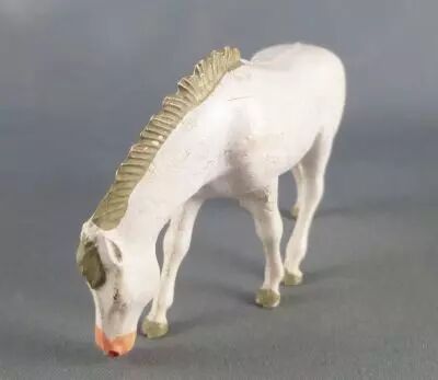 Starlux - La Ferme - Animaux - Cheval broutant blanc (S�rie Luxe 63 r�f 2554)