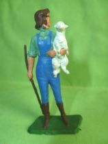 Starlux - La Ferme - Jeune Fille portant agnelet (vert & bleu) (série 65/66 réf 515)