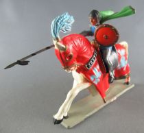 Starlux - Middle-age - 59 series - ref  6101 - Mounted spear & cape white horse red jousting robe
