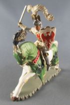 Starlux - Middle-age - 63 Series - ref 6204 (hg) - Mounted Ivanhoe white galloping horse with green jousting robe