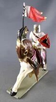 Starlux - Middle-age - 64 Series - Ref 6118 hg - Mounted Lord with Standart White Galloping Horse Brown Harnois