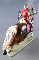 Starlux - Middle-age - 64 Series - Ref 6119 hg - Mounted Fighting Lord with Standart White Galloping Horse Brown Harnois