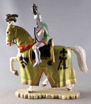 Starlux - Middle-Age - 64 Series - ref 6119 HP - Mounted Fighting Lord (green & silver) White Marching Horse Green Harness