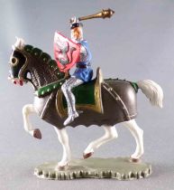Starlux - Middle-Age - 66 Series - Ref  6125 C - Mounted Masse Cape & Shield White Walking Horse with Armor