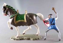 Starlux - Middle-Age - 66 Series - Ref  6125 C - Mounted Masse Cape & Shield White Walking Horse with Armor