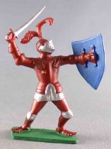Starlux - Middle-age - 66 Series (Choc Series) - Footed Knight in armor with sword (Bordeaux & Blue Shield) (ref MPC 38 )