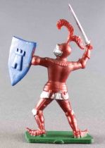 Starlux - Middle-age - 66 Series (Choc Series) - Footed Knight in armor with sword (Bordeaux & Blue Shield) (ref MPC 38 )