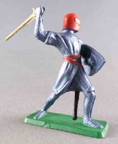Starlux - Middle-Age - 69 Series (Choc Series) - Footed Knight Fighting with Sword & Shield (Blue & Red Helmet) (ref MPC 53)