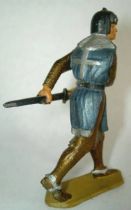 Starlux - Middle-age - serie 58 - ref  6010 (gold base) - footed crusader decladding is sword (dark blue)