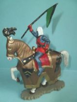 Starlux - Middle-age - serie 60 - ref 6109 - mounted with standart white walking horse with old gold jousting robe