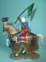 Starlux - Middle-age - serie 60 - ref 6109 - mounted with standart white walking horse with old gold jousting robe