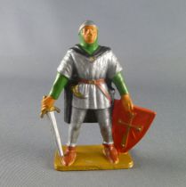 Starlux - Middle-age - serie 63 - ref 6052 (grey base) - - footed lord with sword & shield (green & silver)