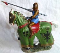 Starlux - Middle-age - serie 66 - ref 6121 - Mounted with spear on 1961 walking white horse with green jousting robe