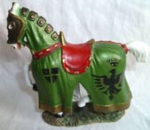 Starlux - Middle-age - serie 66 - ref 6121 - Mounted with spear on 1961 walking white horse with green jousting robe