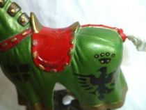 Starlux - Middle-age - serie 66 - ref 6121 - Mounted with spear on 1961 walking white horse with green jousting robe