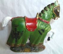 Starlux - Middle-age - serie 66 - ref 6121 - Mounted with spear on 1961 walking white horse with green jousting robe