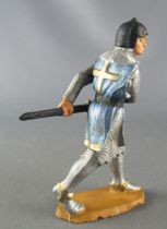 Starlux - Moyen-âge - série 58 - réf 6010 (socle blanc) - piéton croisé dégainant son épée (bleu métal)