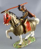 Starlux - Moyen-âge - série 59 - réf 6103 - Cavalier pieu & cape cheval blanc caparaçon