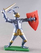 Starlux - Moyen-Age - Série Choc 66 - Piéton chevalier armure combattant (Bleu & Bouclier Rouge) réf MPC 38