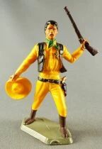 Starlux - Nestl&eacute; Kohler - Cow-Boys - Footed Sheriff Brandishing RifleYellow Black Waistcoat N&deg; 131