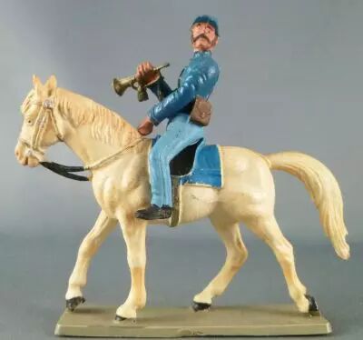 Starlux - Nordistes - S�rie d�cor sp�cial - Cavalier Clairon Cheval blanc t�te droite (r�f CNS6)