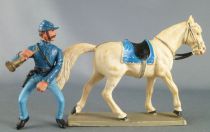 Starlux - Nordistes - Série décor spécial - Cavalier Clairon Cheval blanc tête droite (réf CNS6)