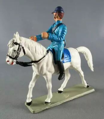 Starlux - Nordistes - S�rie ordinaire - Cavalier bleu ciel Cheval Blanc t�te droite (r�f CN1)