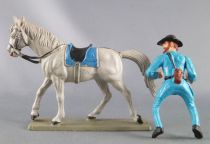 Starlux - Nordistes - Série ordinaire - Cavalier Officier révolver cheval gris tête droite (réf CN2)