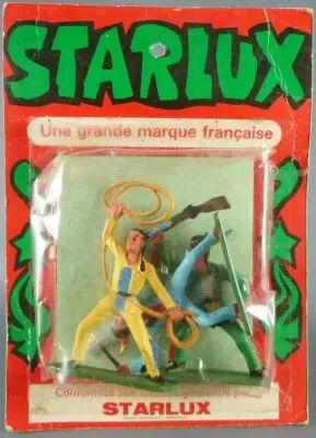 Starlux - Sioux - S�rie Ordinaire 57 - Blister 3 Pi�tons Lasso Fusil en l\'air Hache (r�f 168 172 167)