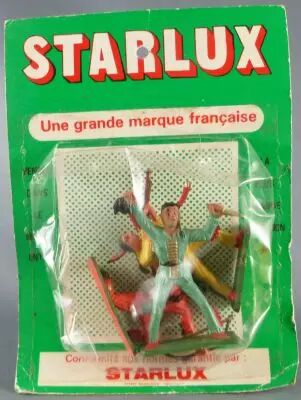 Starlux - Sioux - S�rie Ordinaire 57 - Blister 3 Pi�tons Poignard & Scalp Fusil Debout Arc Genoux (r�f 169 161 164)