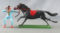 Starlux - Sioux Regular Series 1965 - Mounted Bowman (blue) black galoping horse (ref 434)