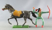 Starlux - Sioux Regular Series 1965 - Mounted Bowman (green) grey trotting horse (ref 434)