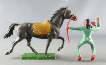 Starlux - Sioux Regular Series 1965 - Mounted Bowman (green) grey trotting horse (ref 434)