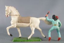 Starlux - Sioux Regular Series 1965 - Mounted with torch (blue) white troting horse (ref 435)