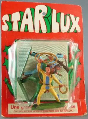 Starlux - Sioux S�rie Ordinaire 57 - Blister 3 Pi�tons Lasso Hache Fusil en l\'air (r�f 168 167 172)