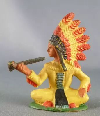 Starlux - Sioux S�rie Ordinaire 57 - Pi�ton Chef assis (jaune) (r�f 165)