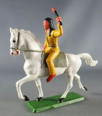 Starlux - Sioux Série Ordinaire 65 - Cavalier Flambeau   Jaune Cheval Blanc Trot Ref 435 A55156