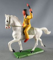 Starlux - Sioux Série Ordinaire 65 - Cavalier Flambeau (jaune) cheval blanc trot (réf 435)