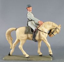 Starlux - Sudistes - Série ordinaire - Cavalier badine regardant à droite cheval blanc tête baissée (réf CSXX)