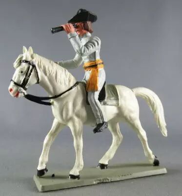 Starlux - Sudistes - S�rie ordinaire - Cavalier Officier Longue-vue Cheval  Blanc t�te droite (r�f CS1)