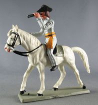 Starlux - Sudistes - Série ordinaire - Cavalier Officier Longue-vue Cheval  Blanc tête droite (réf CS1)