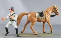 Starlux - Sudistes - Série ordinaire - Cavalier regardant à droite cheval marron tête droite (réf CSXX)