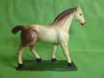 Starlux - The Farm - Animals - Horse (with base) (white & brown ) (Series 53/54 ref 541)