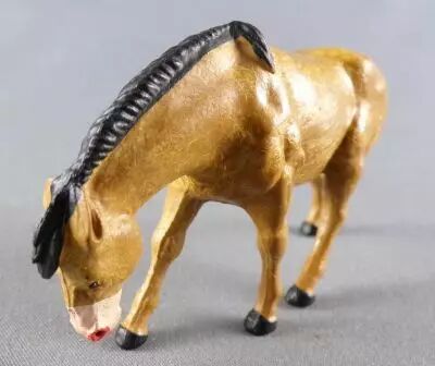 Starlux - The Farm - Animals - Horse Eating (without base) (BrownBlack Mane) (Series 60 ref 2542)
