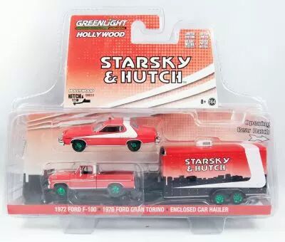 Starsky & Hutch - Greenlight Hollywood - 1:64 scale 1976 Ford Gran Torino, 1972 Ford F-100 & Hauler \ chase\  (diecast)
