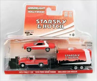 Starsky & Hutch - Greenlight Hollywood - 1976 Ford Gran Torino, 1972 Ford F-100 & Hauler 1/64�me